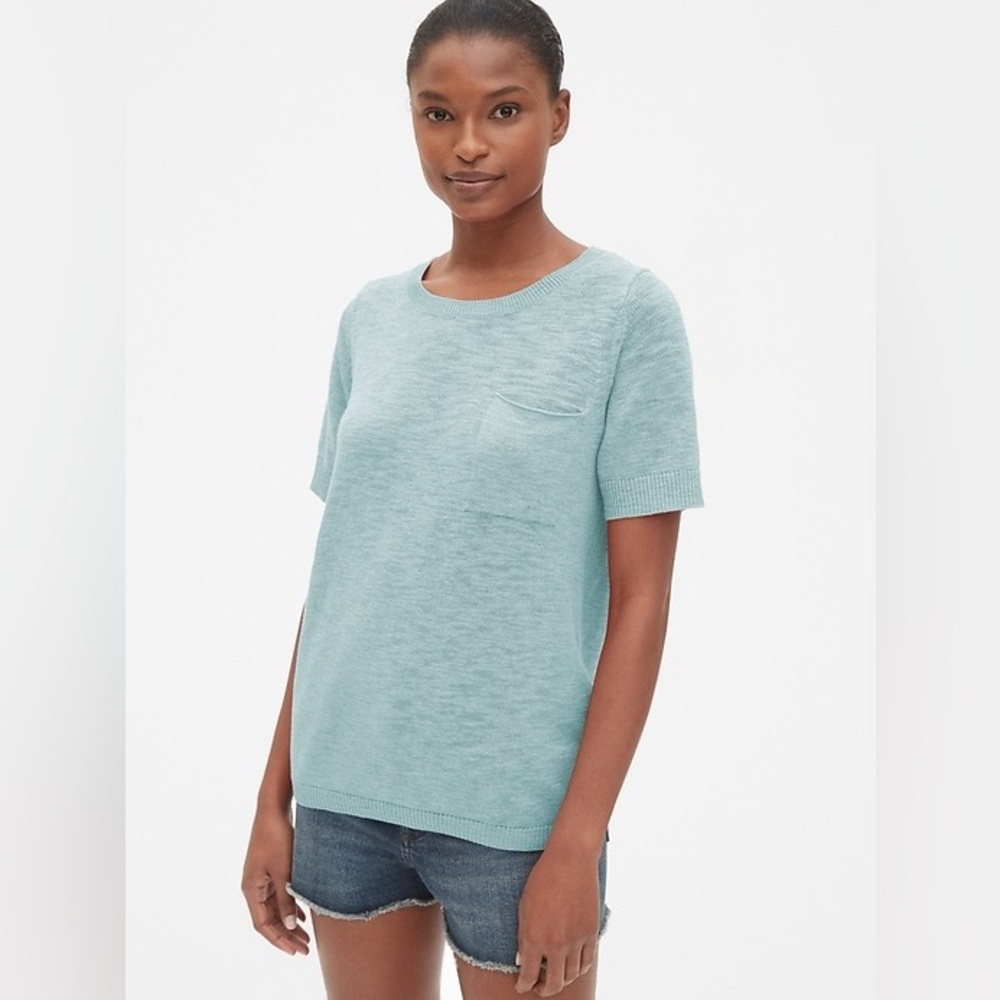 Gap light blue Crewneck Pocket Sweater in Slub Cotton